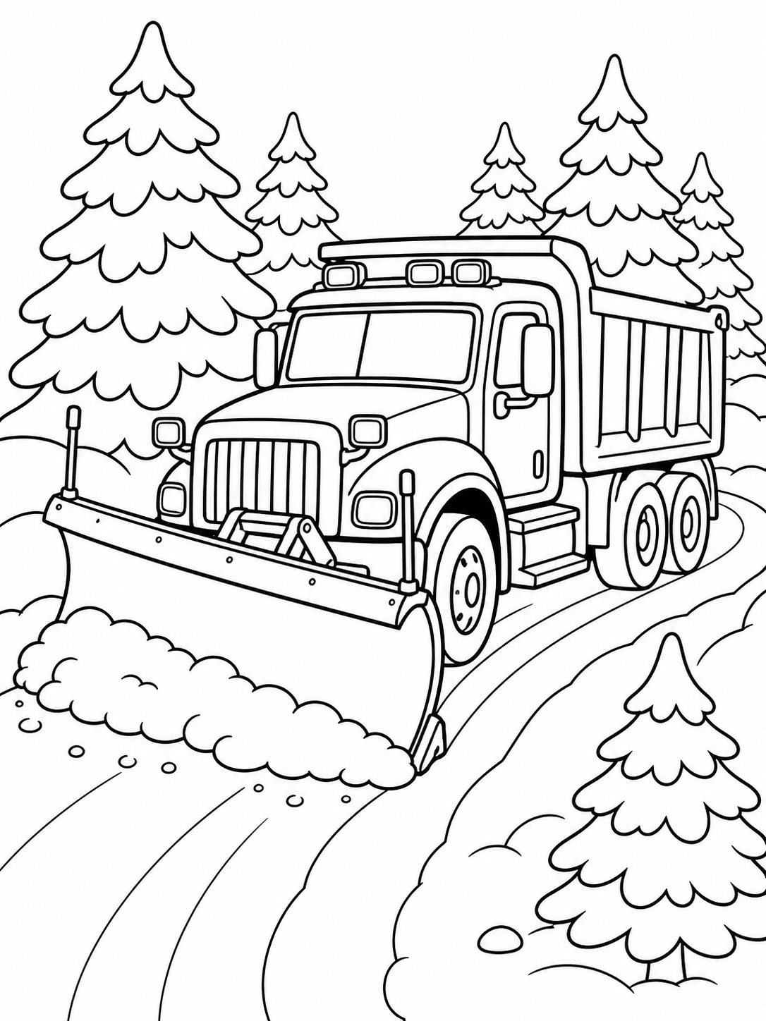 Snow Plow Clearing Road — truck coloring pages